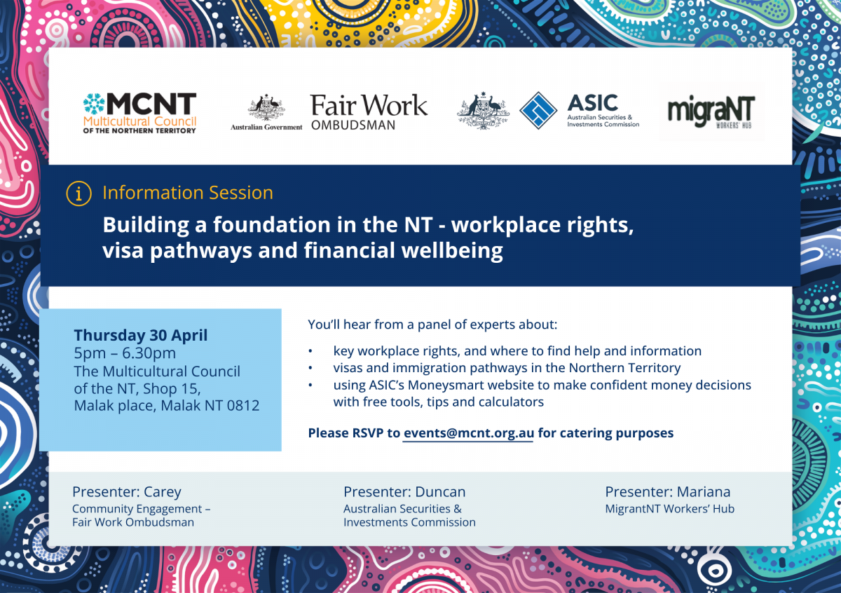 Building a foundation in the NT - workplace rights, visa pathways and financial wellbeing (Information Session)