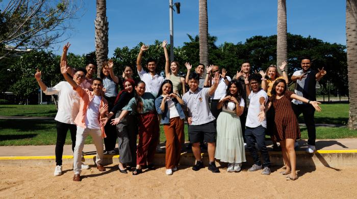 A photo of 2024 International student ambassadors at Darwin Waterfront