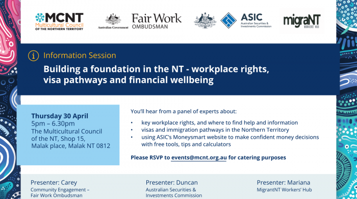 Building a foundation in the NT - workplace rights, visa pathways and financial wellbeing (Information Session)